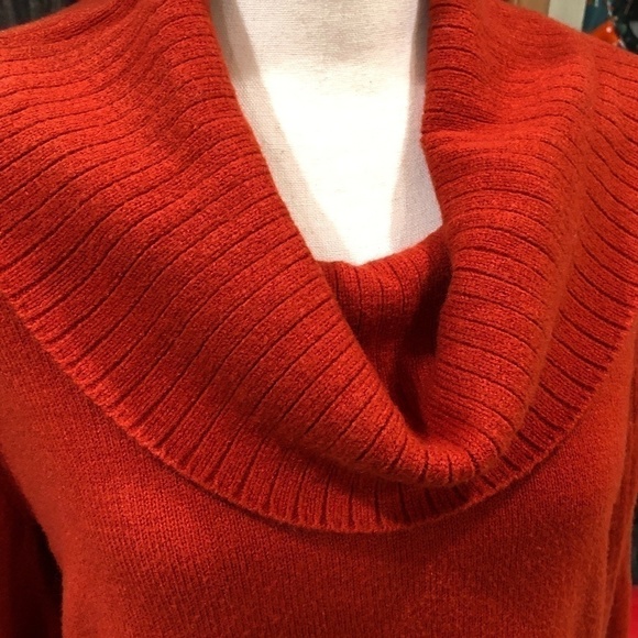 𝅺anthropologie Paloma Burnt Orange Cowl Neck Sweater M - Picture 3 of 12